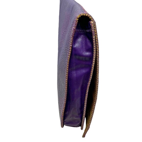 VTG  Furst & Mooney Handmade Textured Leather‎ with Exotic Skin Envelope Clutch - Picture 7 of 12